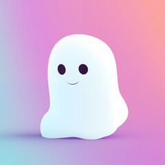 Adorable Cartoon Ghost with a Friendly Smile on Gradient Background