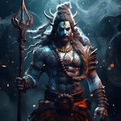Tuinposter Lord Shiva Front Facing WIth Trident Ai Generated © Dheeraj