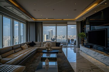 Luxury Living: A Lavish Penthouse Apartment with Panoramic City Views.
