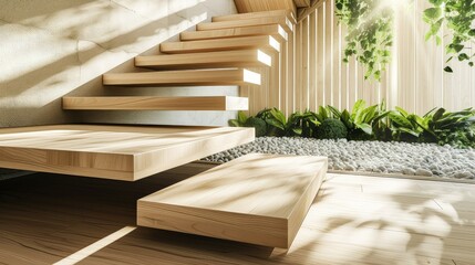 Fototapeta na wymiar Modern home staircase, minimalism.