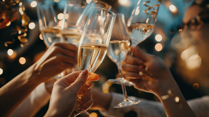 Celebratory Toast with Champagne celebration sparkling wine