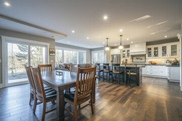 Open Concept Living: A Spacious Kitchen and Dining Area Designed for Entertaining.