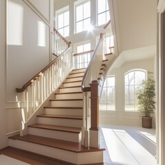 Poplar painted white traditional staircase.