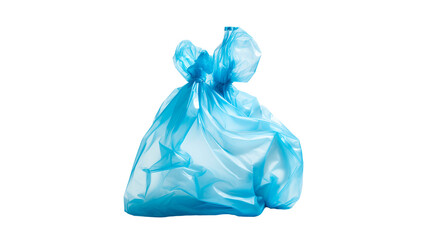 Garbage plastic bag cut out. Isolated blue garbage bag on transparent background