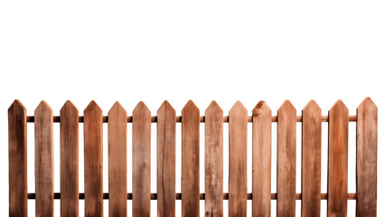 Wooden country fence cut out. Isolated wooden fence on transparent background