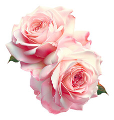 Fototapeta premium A pair of pink roses are shown on a white background.