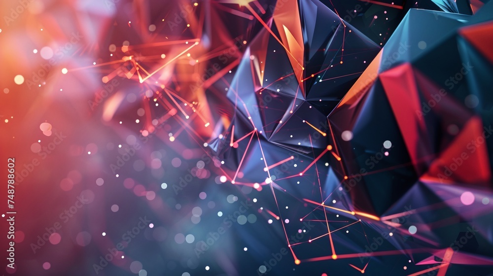 Poster dynamic digital art composition on colorful low poly texture background for creative design