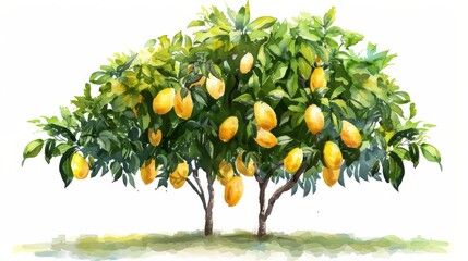 Mango tree in watercolors