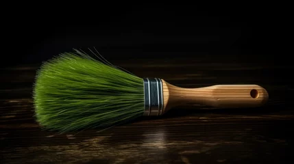 Fotobehang Paint brush with grass. Green energy. Ecology, environment. © Vladimir