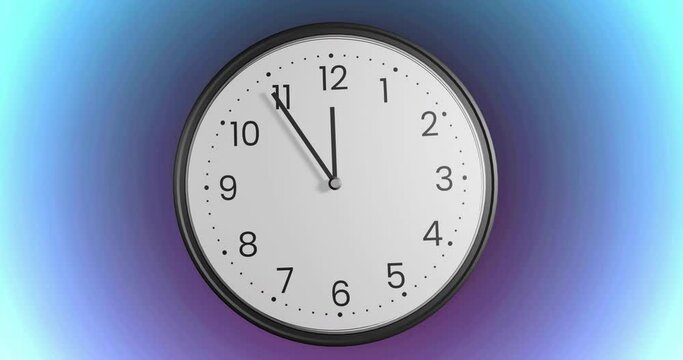 Animation of clock ticking over pink circles background