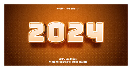 Happy New Year 2024 Editable text effect, 3d cartoon text style