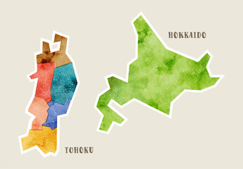 版ズレ風の素朴な日本地図：北海道・東北地方