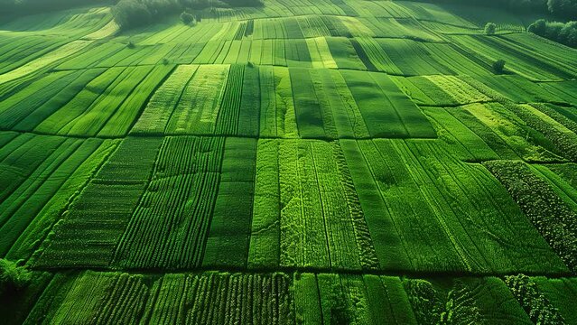 Large green fields from above, agriculture concept