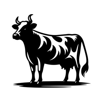 recommend clip art: silhouette Vector of a cow isolated on white background 