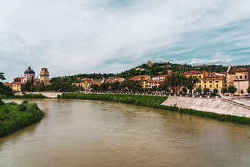 Fototapeta premium Panoramic view of the old town of Verona in Italy.