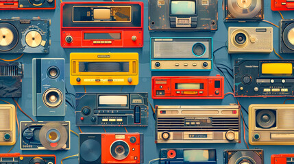 Nostalgic Retro Vibes: 90's Cassette Tape Pattern