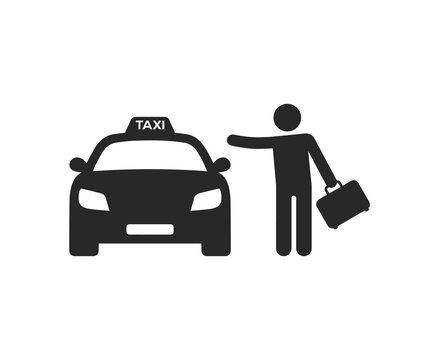 black taxi car and person hailing clip art preview
