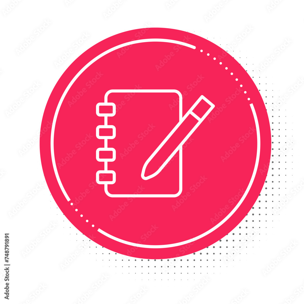 Poster white line notebook icon isolated on white background. spiral notepad icon. school notebook. writing