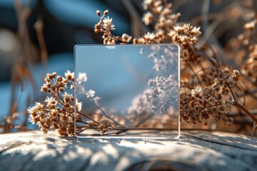 Glass plate on wooden table
