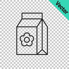 Black line Pack full of seeds of a specific plant icon isolated on transparent background. Vector