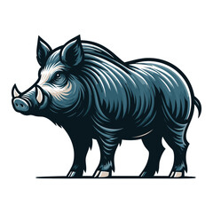 Wild hog boar pig full body design vector illustration, beast animal wildlife template isolated on white background