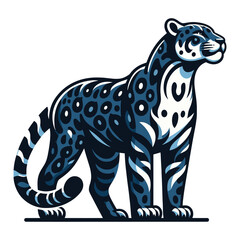 Wild jaguar leopard full body vector illustration, zoology illustration, animal predator big cat design template isolated on white background