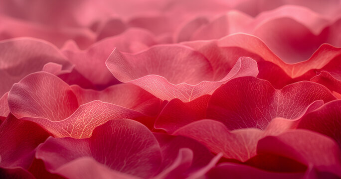 Photorealistic close-up of rose petals in shades of deep red, isolated on a white background. Image generated by AI