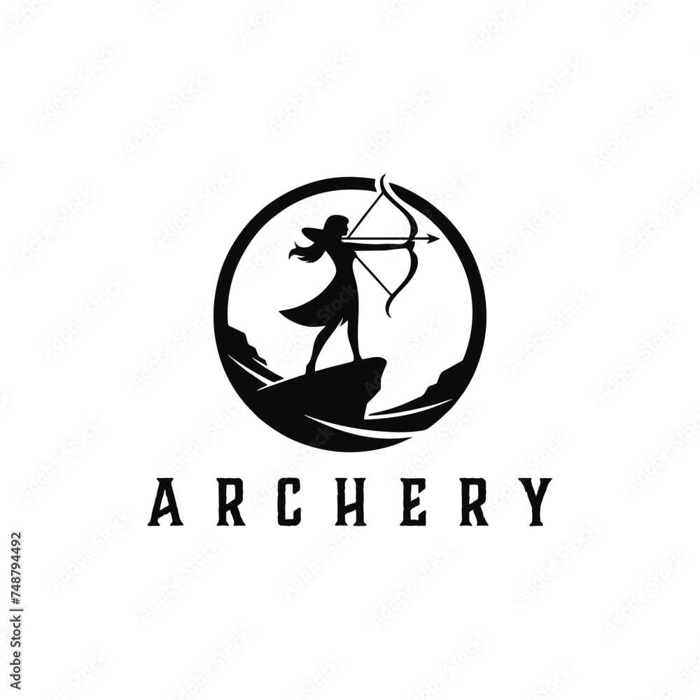 Wall mural archer logo designs concept, archery silhouette logo designs vector, archer sport logo