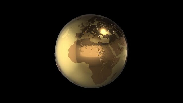 golden earth globe with alpha matte