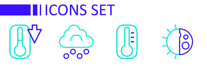 Set line Day night cycle, Thermometer, Hail cloud and icon. Vector