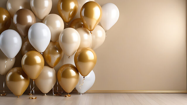 shades of beige background with balloons, luxurious
