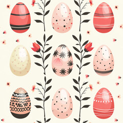 Minimalist Easter pattern in shades of pastel pink