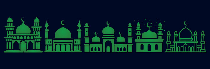 set of collection mosque vector design