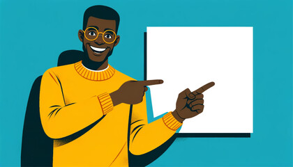 young black man pointing a blank copy space