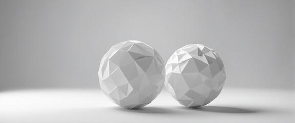 3d render. Abstract background, unique geometric ball. Modern white minimalist wallpaper. Light and shadow