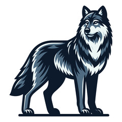 Fototapeta premium Wild wolf dog full body design vector illustration, animal wildlife template isolated on white background