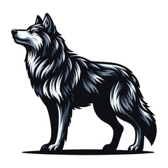 Obraz premium Wild wolf dog full body design vector illustration, animal wildlife template isolated on white background