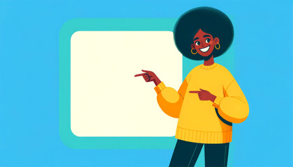black woman pointing a blank copy space