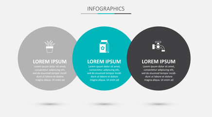 Set Pack full of seeds, Plant in pot and Water tap. Business infographic template. Vector