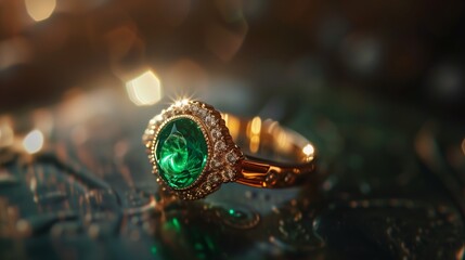 Naklejka premium emerald golden ring