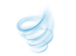 Blue wind swirls isolated Png and Vector. Realistic symbol of fresh air, winter weather.