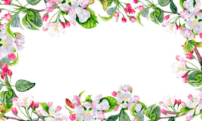 Lush spring Apple blooming Banner. Composition for Greeting cards or web-banners