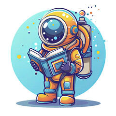 Diver Reading Book Cartoon  , Isolated Transparent Background Images