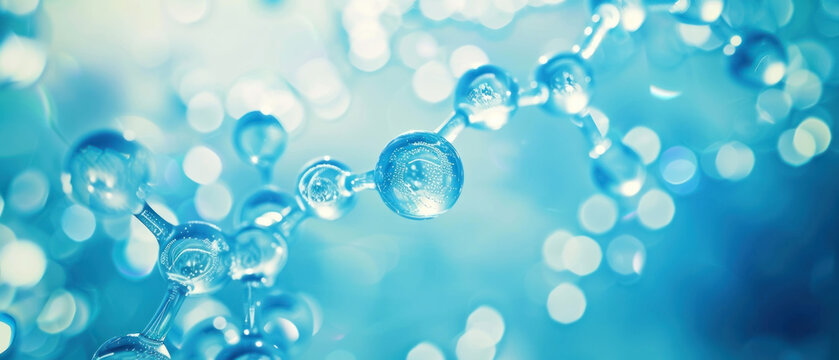 Cyanotype molecular structure close-up with soft-focused background