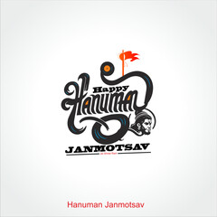 Hanuman on abstract background for Hanuman Janmotsav festival of India and Happy Dussehra celebration background with Hindi Text
