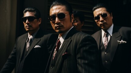 Tokyo vice. Cinematic Japanese mafia. Asian mafia boss. Criminals in Japan and Tokyo. Gangsters, gangland, crime syndicates. Japan 
 - obrazy, fototapety, plakaty