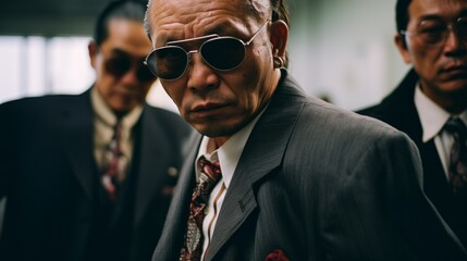 Tokyo vice. Cinematic Japanese mafia. Asian mafia boss. Criminals in Japan and Tokyo. Gangsters, gangland, crime syndicates. Japan 
 - obrazy, fototapety, plakaty