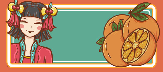 Original hand drawn cartoon orange fruit illustration poster material
