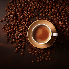 Fototapeta premium Cup of Coffee and Beans: Aromatic Morning Drink