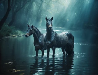 Tuinposter horse in the water © Tiffany